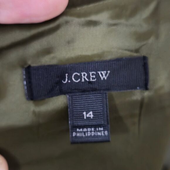 J.Crew Fitted Sheath Cotton Blend Stretch Tuscan Olive Size 14 - Picture 8 of 10